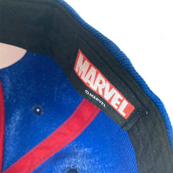 MARVEL Comics Blue White Red Structured Logo Patch Snapback Hat NWT - Picture 6 of 7
